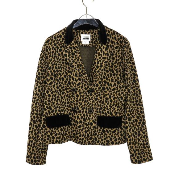90s Vintage Leopard Print Blazer Jacket Retro Medium Leslie Fay Jacke - Picture 1 of 5